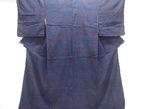 大正ロマン　唐花模様織出し手織り真綿小千谷紬着物